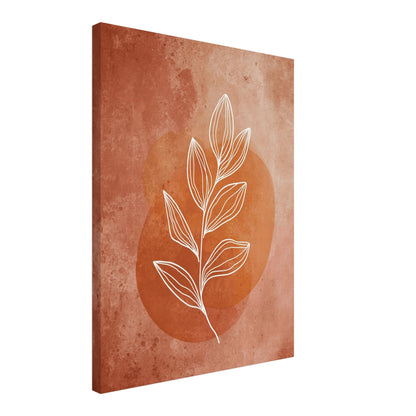 Weißer Blattzweig auf Terrakotta Leinwandbild