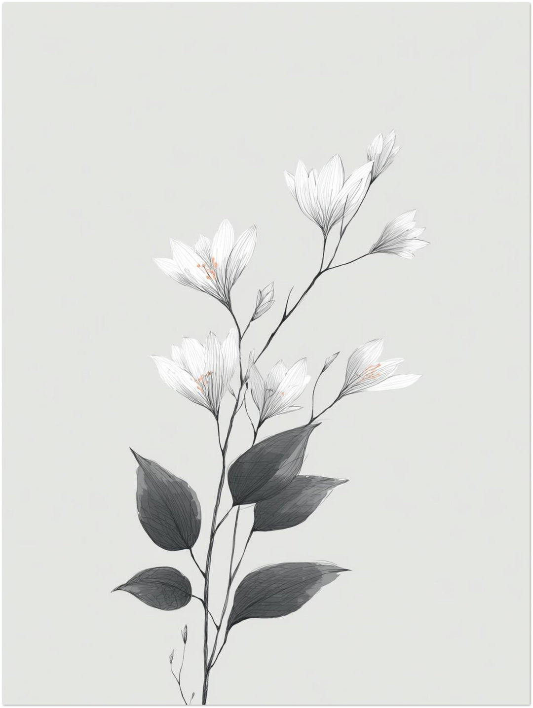 Zarte Kirschblüten Japandi – Wandkunst