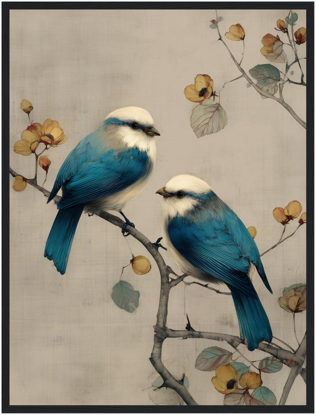 Zwei blaue Vögel Poster abstrakt – mattes Kunstdruck-Papier – Ansicht 5