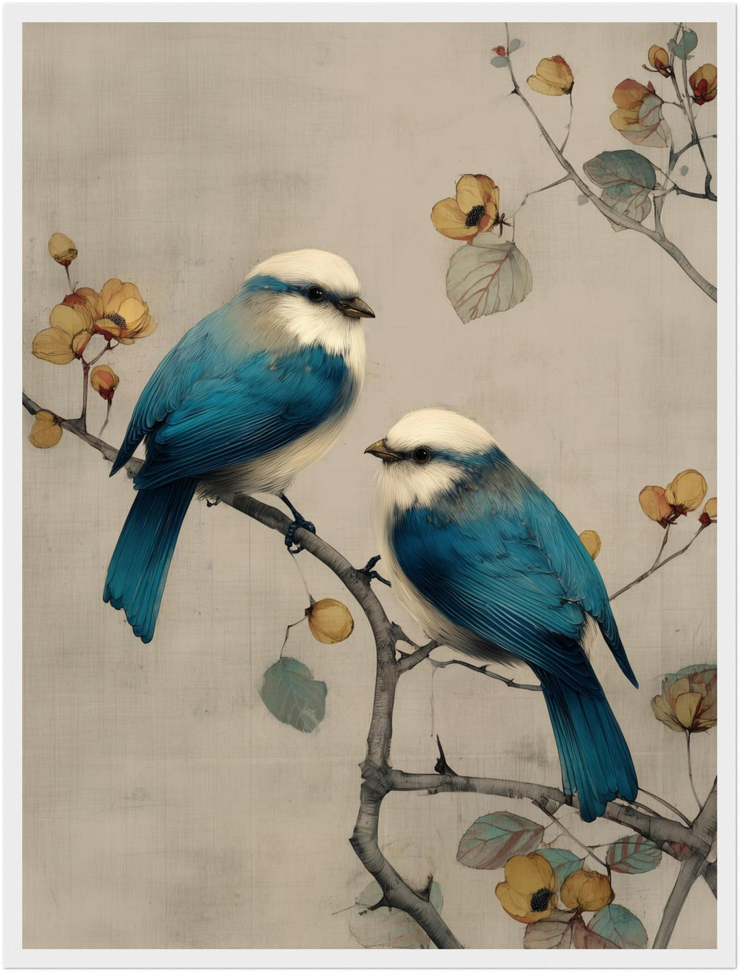 Zwei blaue Vögel Poster abstrakt – mattes Kunstdruck-Papier – Ansicht 6