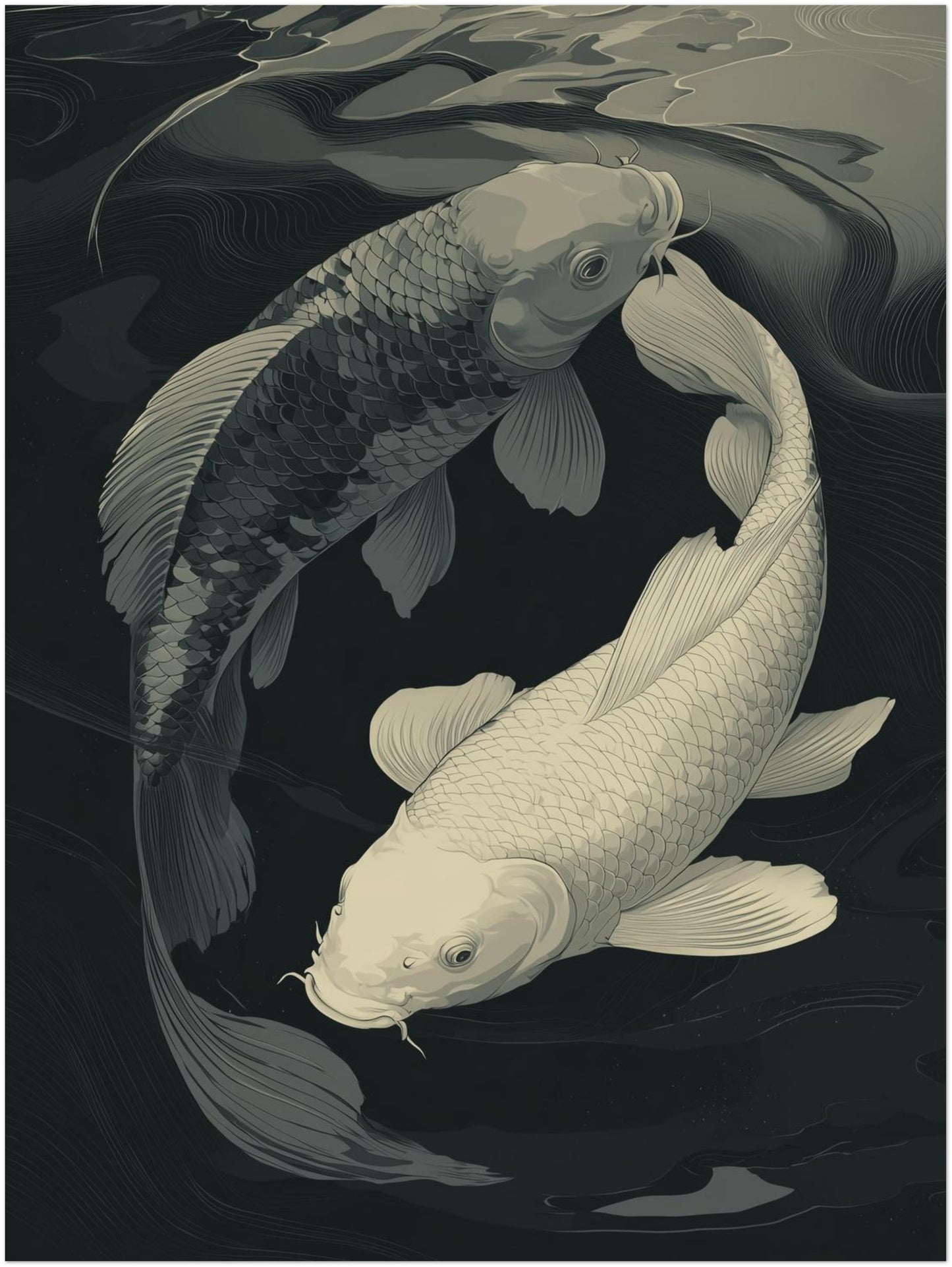 Zwei Koi im Kreis Poster