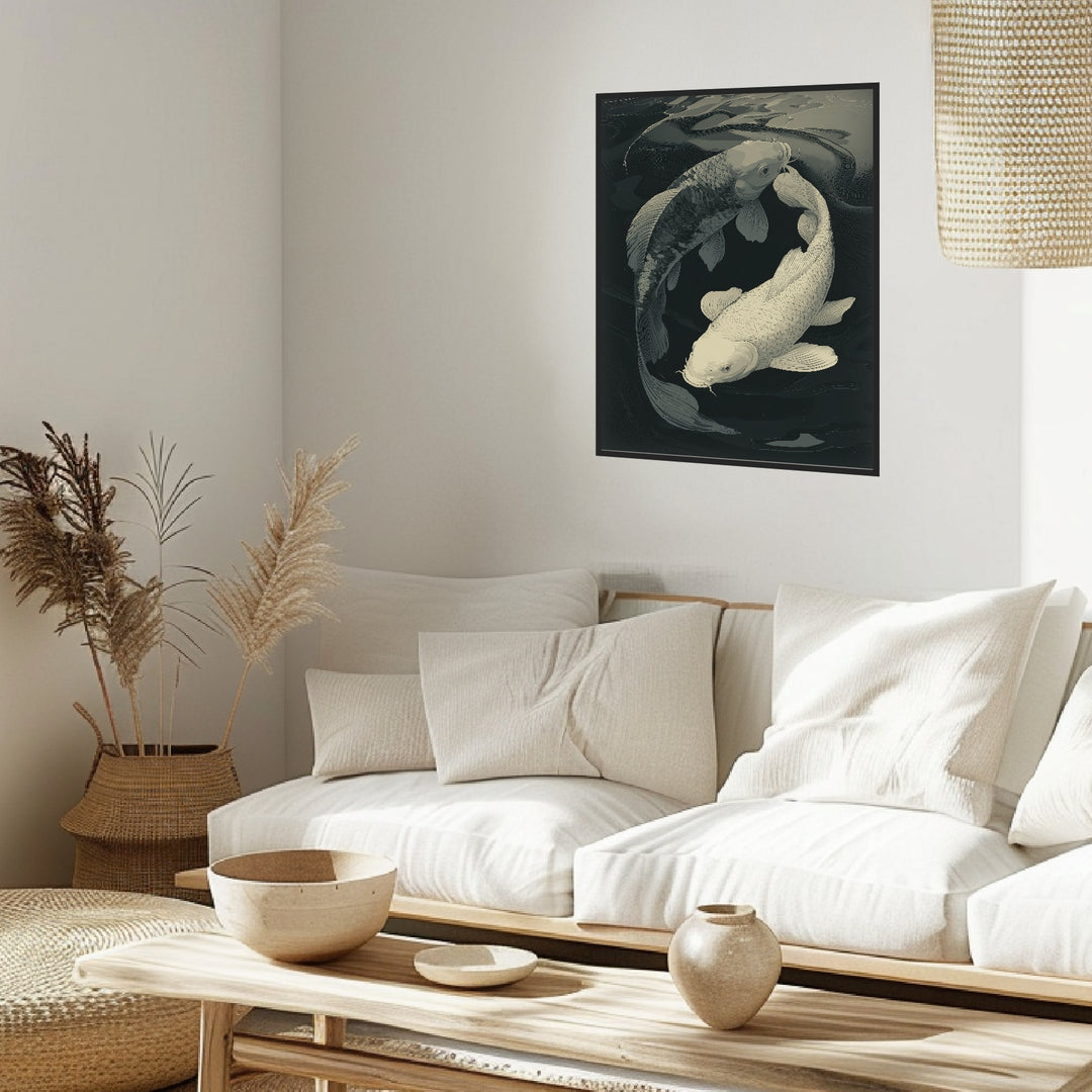 Zwei Koi im Kreis Poster abstrakt – mattes Kunstdruck-Papier – Ansicht 3