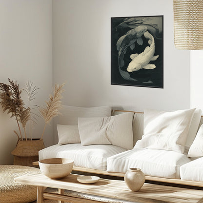 Zwei Koi im Kreis Poster