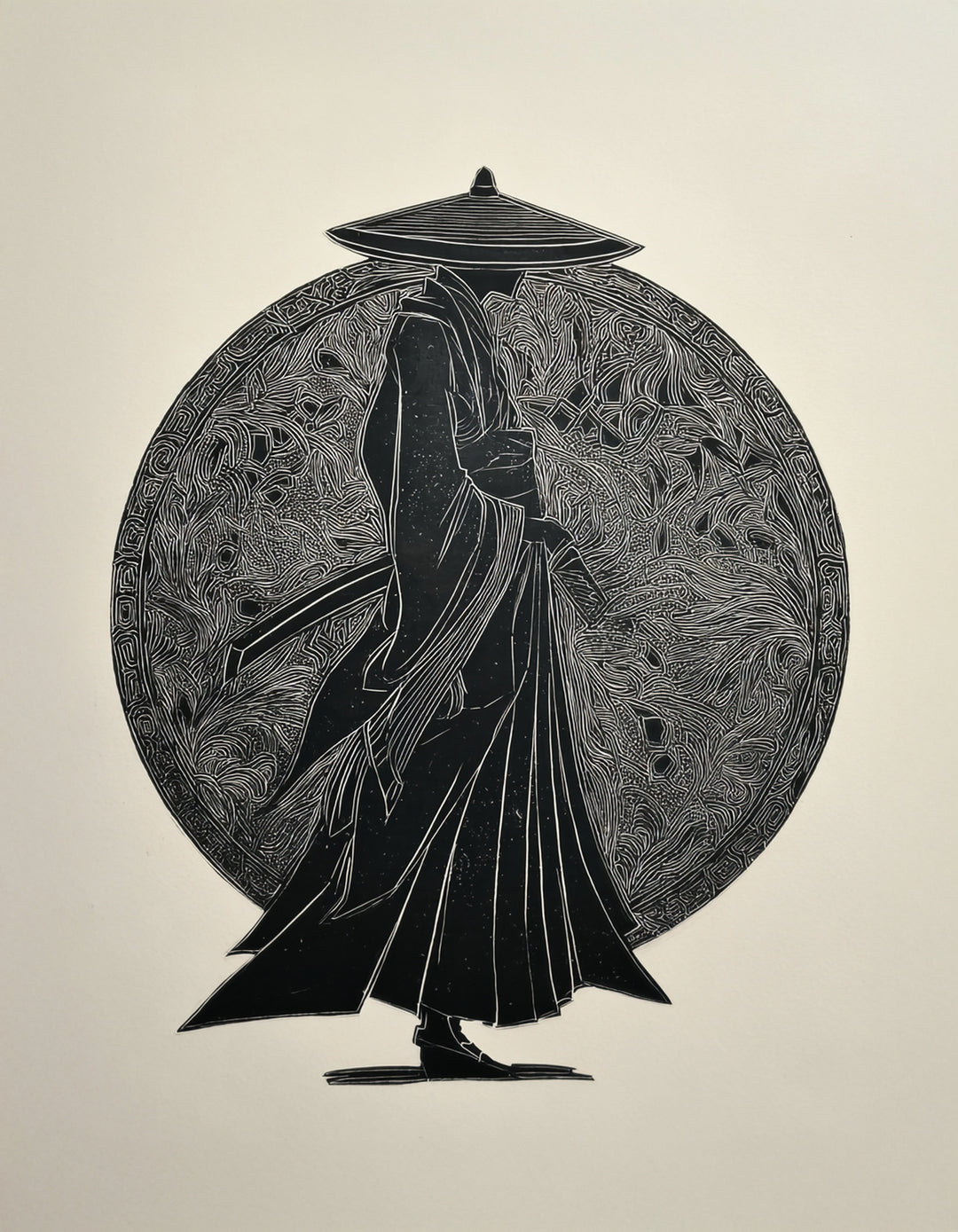 Samurai Silhouette Holzschnitt Zen – Wandkunst