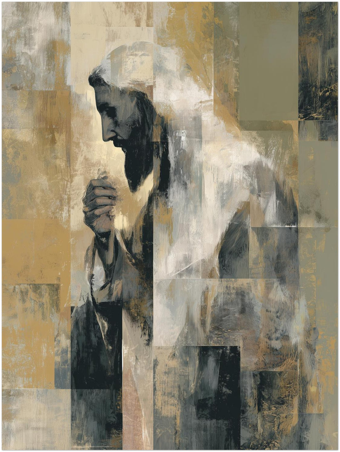 Abstraktes Jesusbild spirituell – Wandkunst