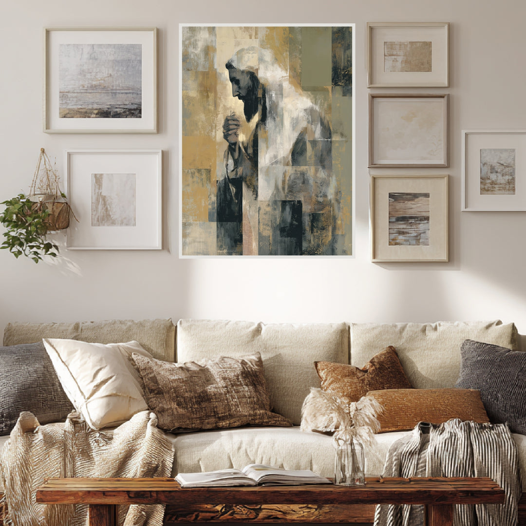 Abstraktes Jesusbild Poster spirituell – mattes Kunstdruck-Papier – Ansicht 3