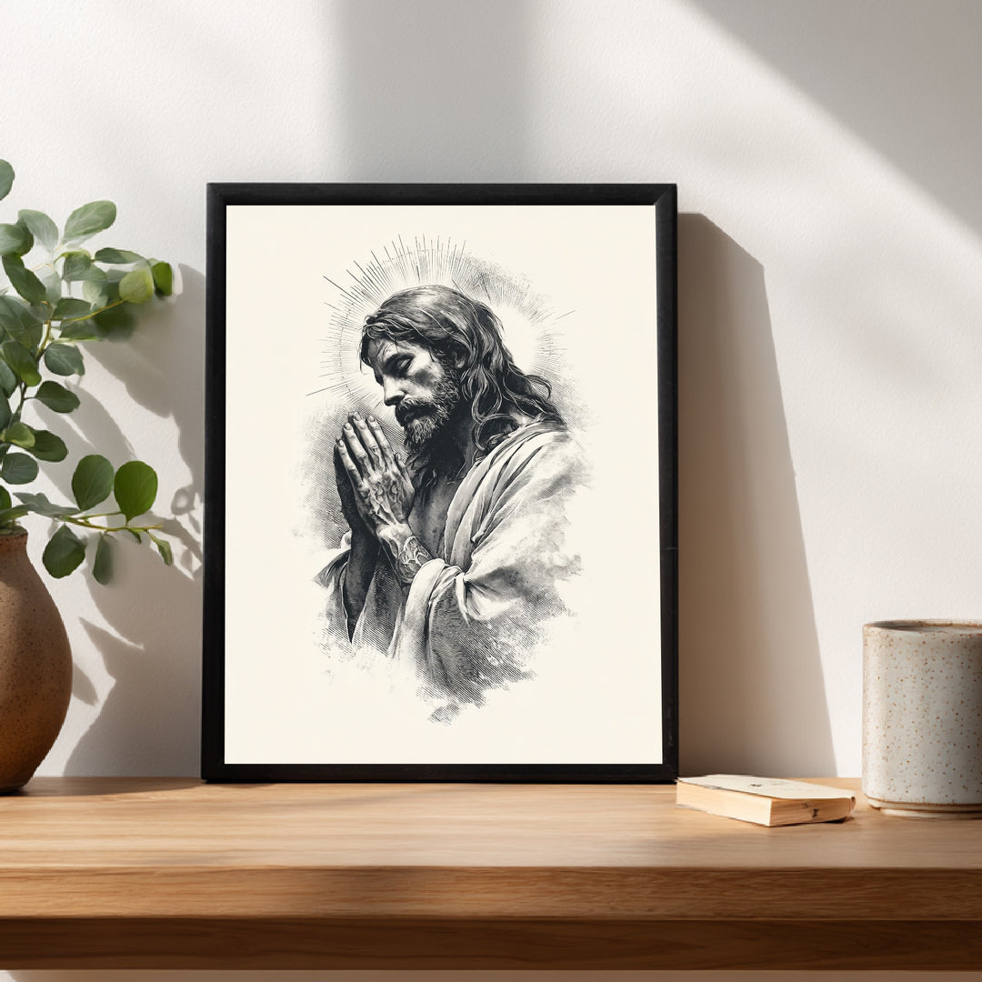 Betender Jesus Poster spirituell – mattes Kunstdruck-Papier – Ansicht 4