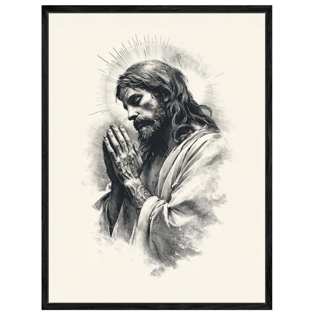 Betender Jesus Leinwandbild spirituell – Leinwand auf Holzrahmen – Ansicht 4
