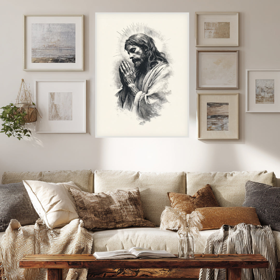 Betender Jesus Poster spirituell – mattes Kunstdruck-Papier – Ansicht 3