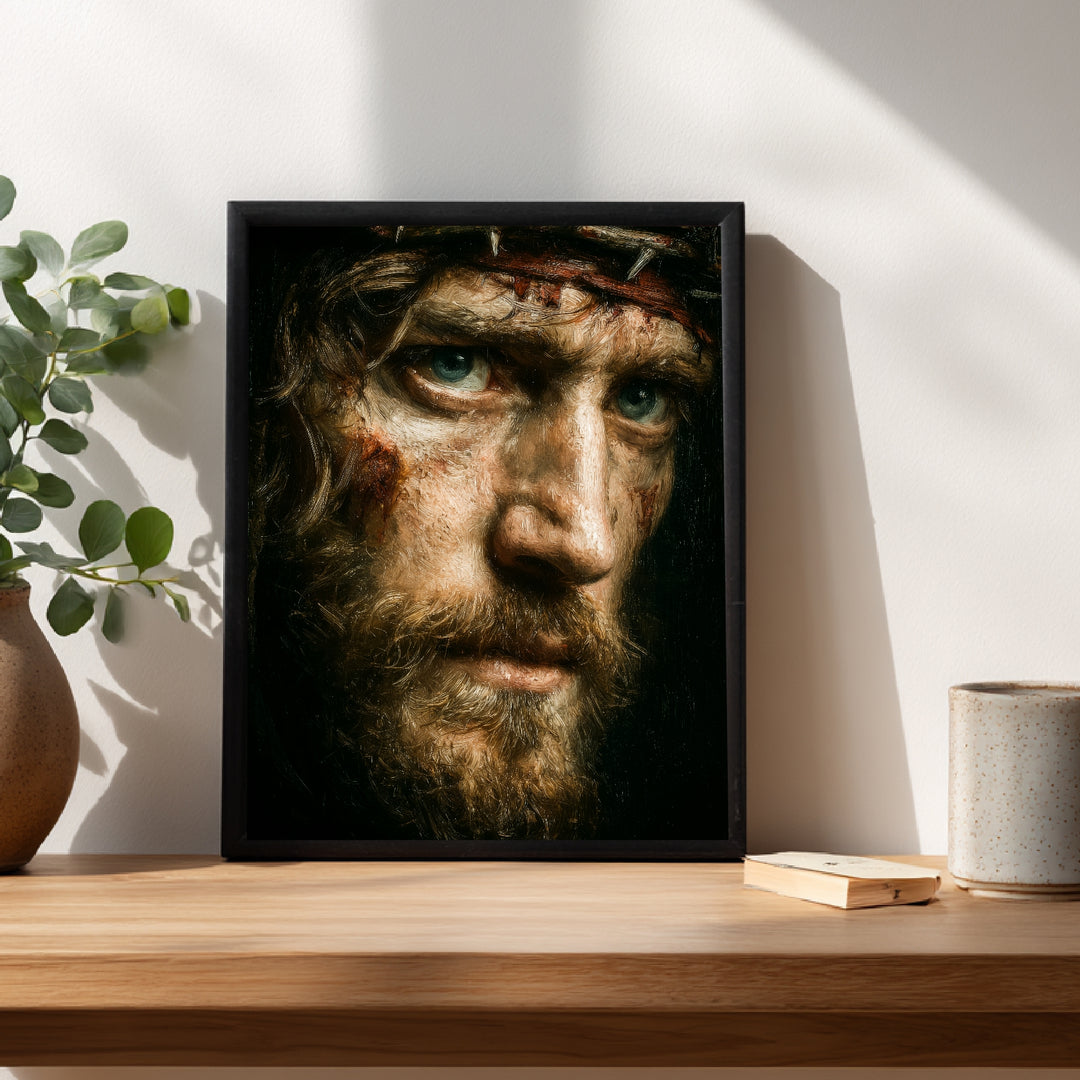 Dornenkrone Jesusporträt Poster spirituell – mattes Kunstdruck-Papier – Ansicht 4