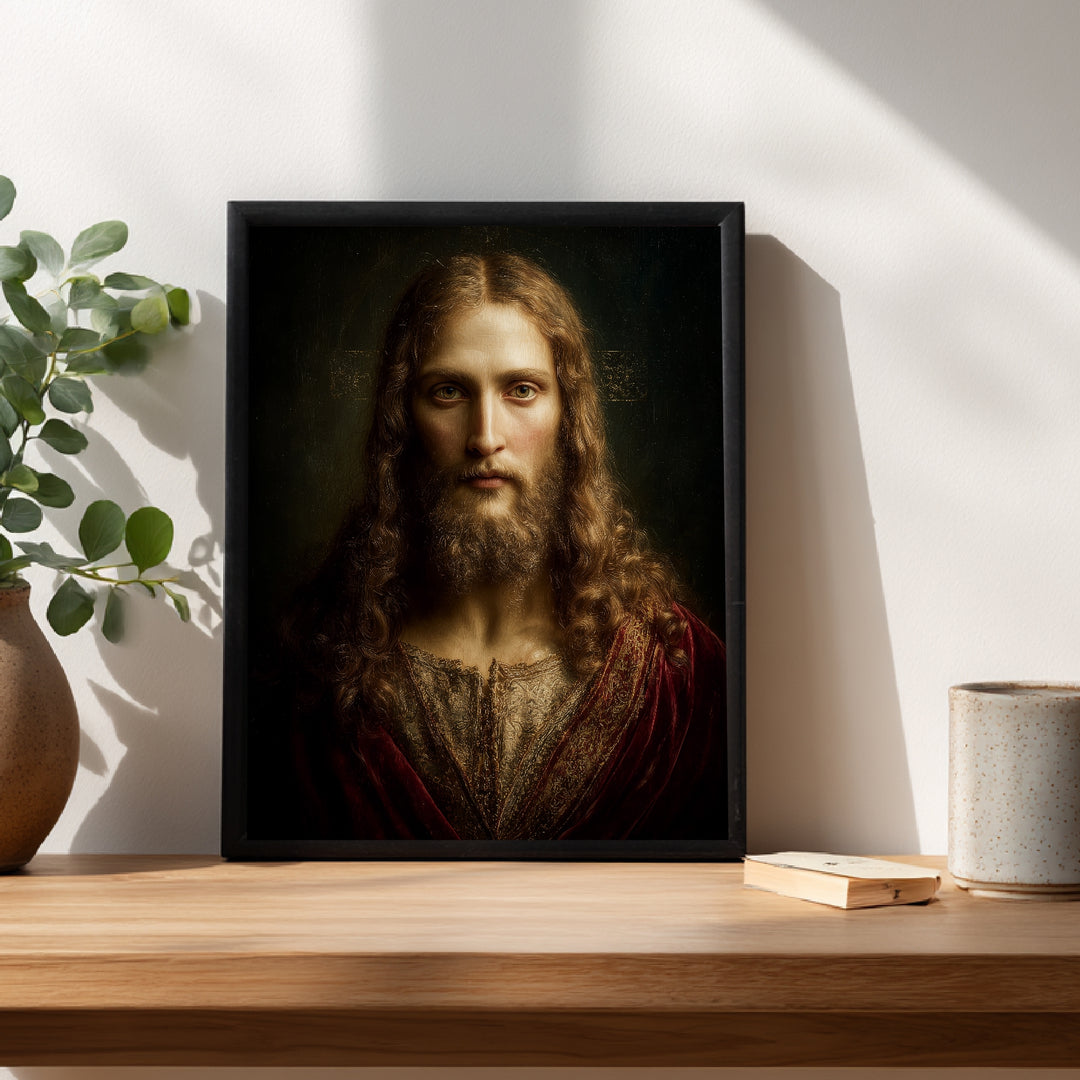 Erhabenes Jesusporträt Poster spirituell – mattes Kunstdruck-Papier – Ansicht 3