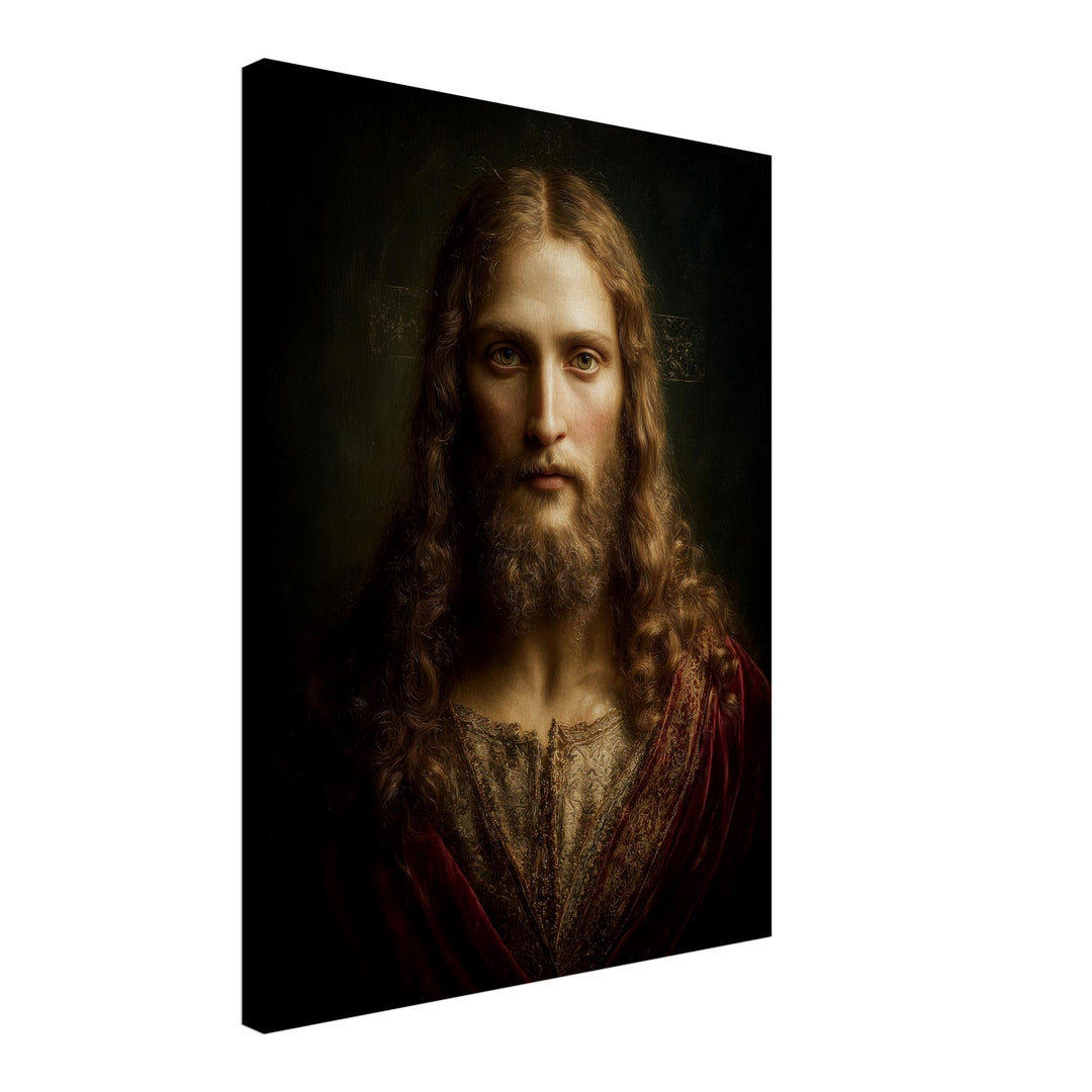 Erhabenes Jesusporträt Leinwandbild spirituell – Leinwand auf Holzrahmen – Ansicht 2