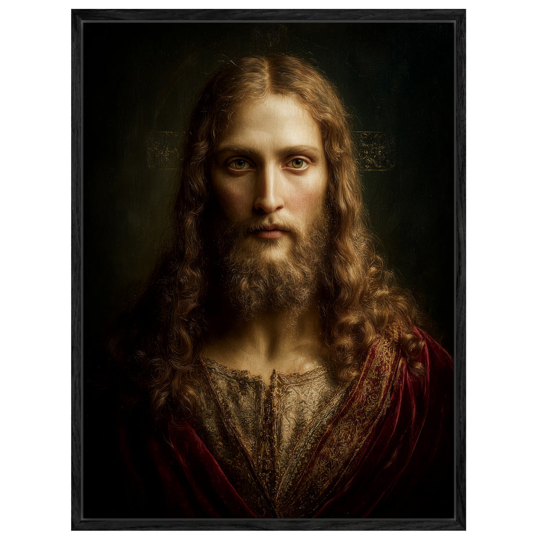 Erhabenes Jesusporträt Leinwandbild spirituell – Leinwand auf Holzrahmen – Ansicht 4