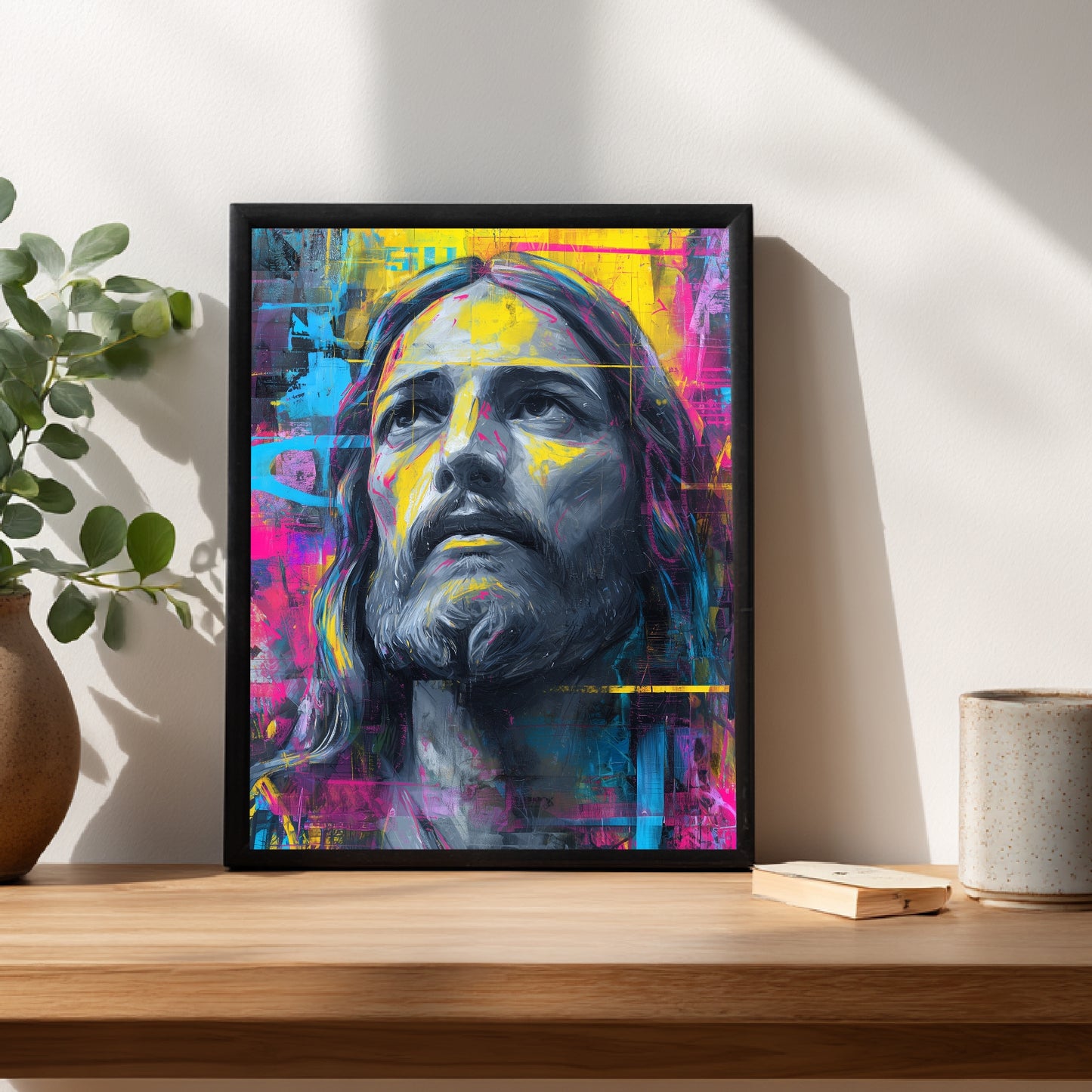 Farbenfrohes Jesusporträt Poster