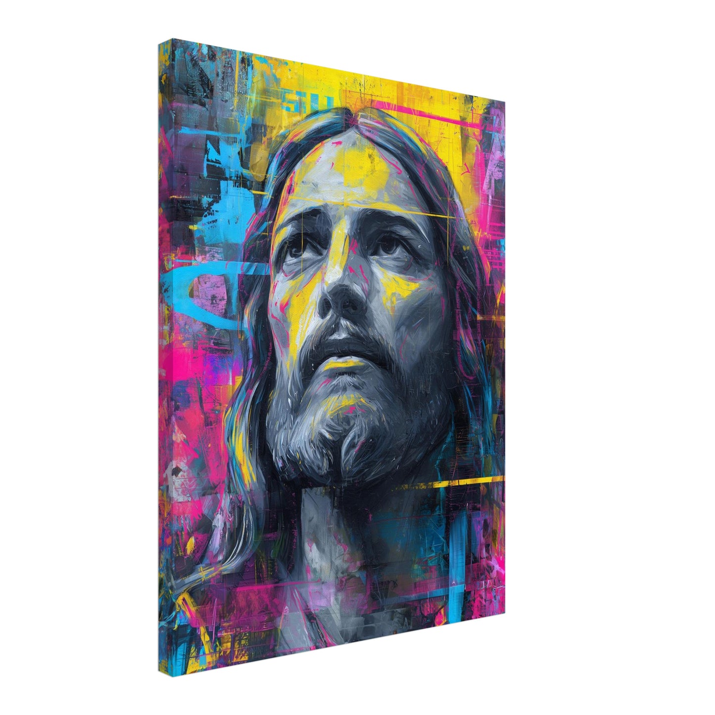 Farbenfrohes Jesusporträt Leinwandbild