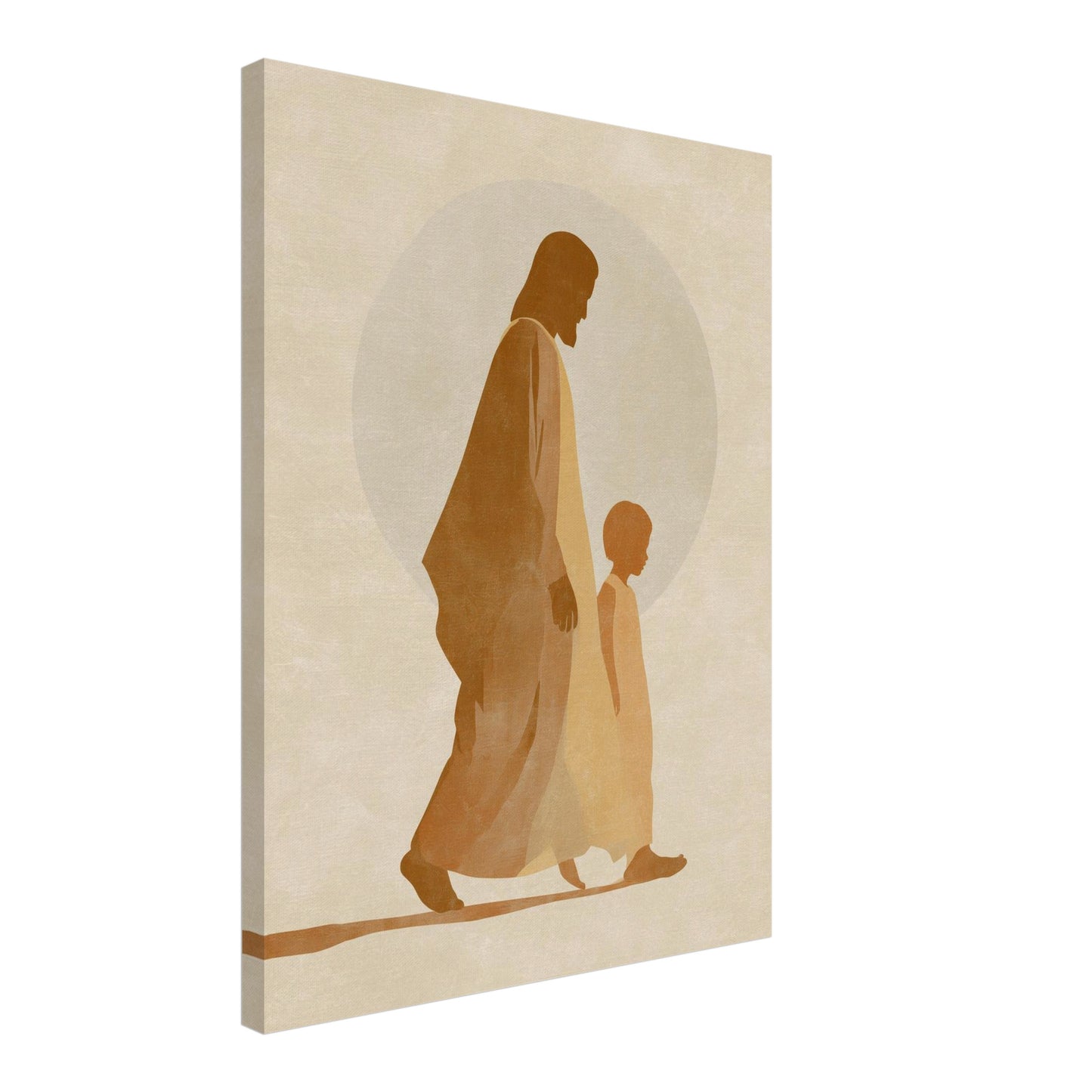 Gehender Jesus mit Kind Leinwandbild