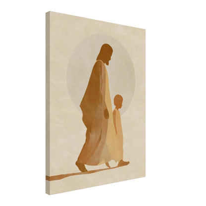 Gehender Jesus mit Kind Leinwandbild