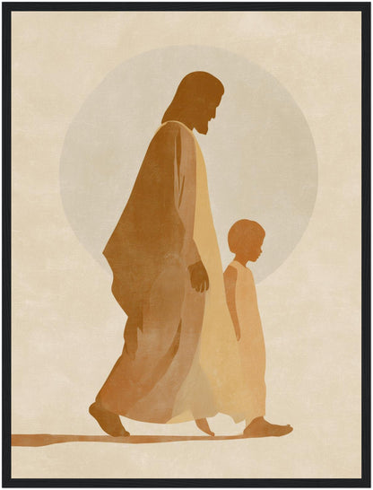 Gehender Jesus mit Kind Poster