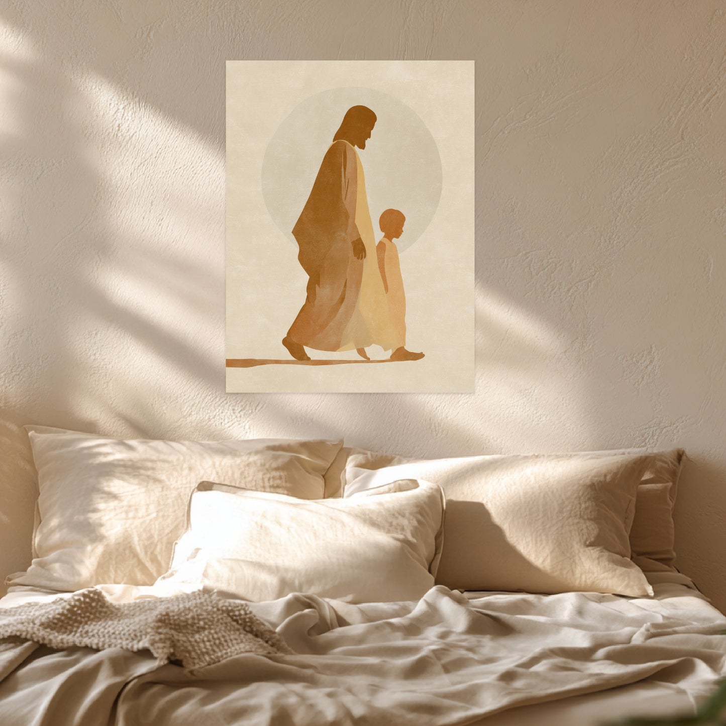 Gehender Jesus mit Kind Poster