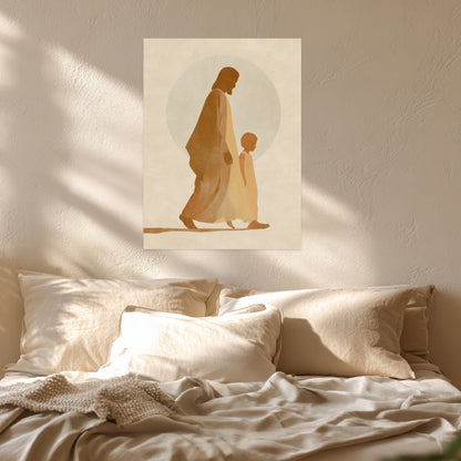 Gehender Jesus mit Kind Poster