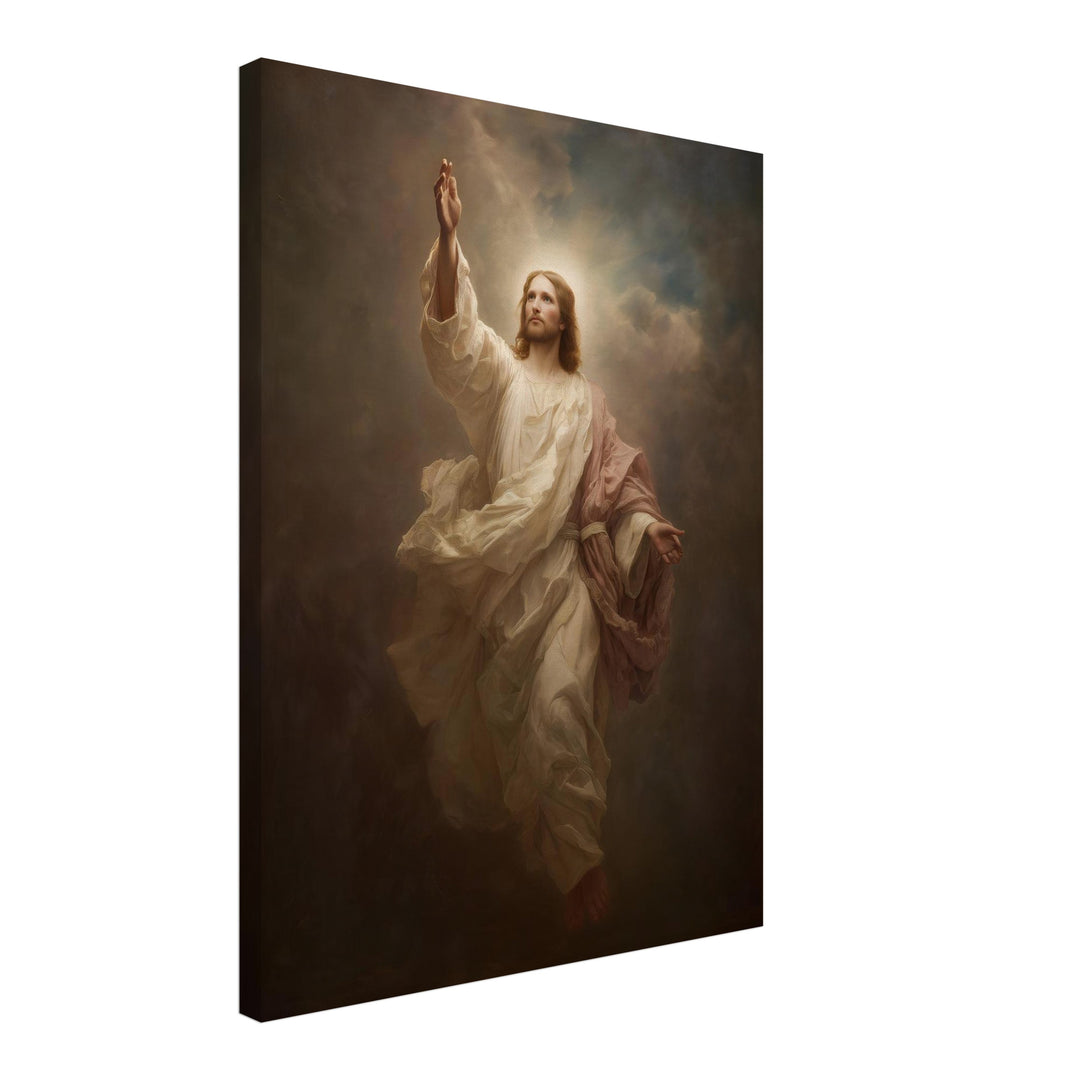Himmlischer Jesusaufstieg Leinwandbild spirituell – Leinwand auf Holzrahmen – Ansicht 2