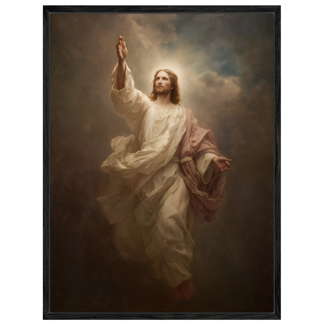 Himmlischer Jesusaufstieg Leinwandbild spirituell – Leinwand auf Holzrahmen – Ansicht 4