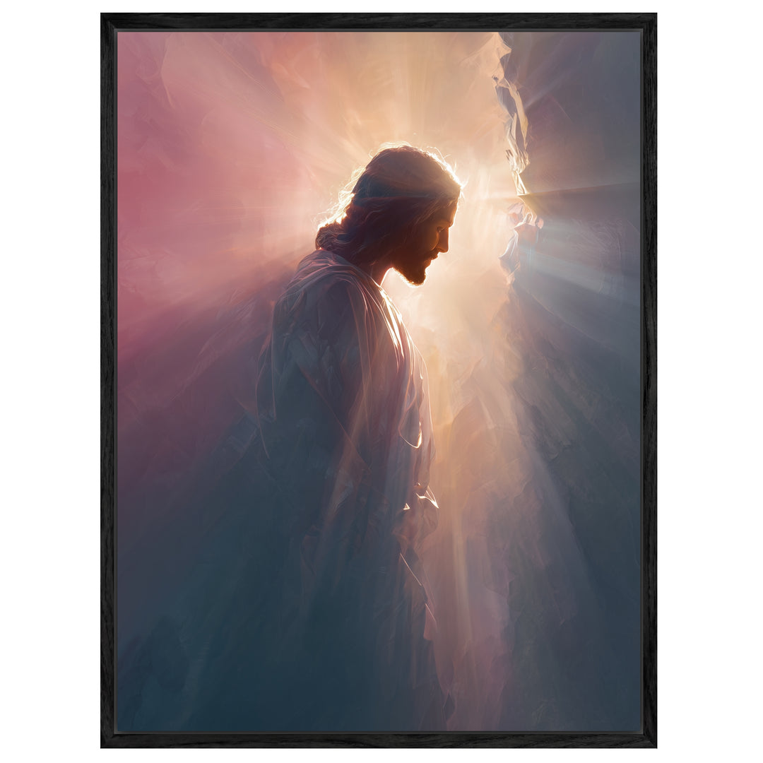 Jesus im Licht Leinwandbild spirituell – Leinwand auf Holzrahmen – Ansicht 4