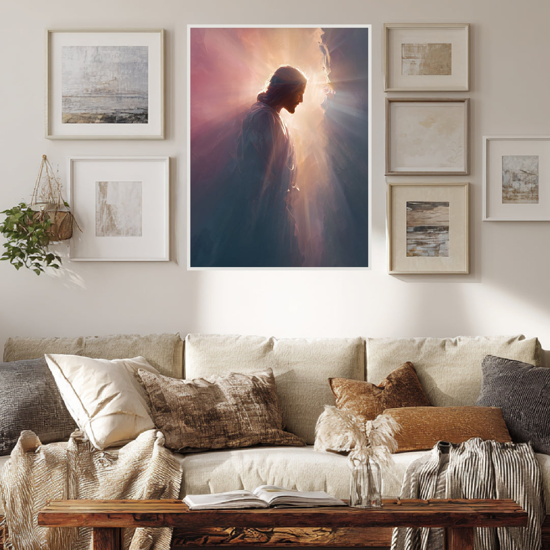 Jesus im Licht Poster spirituell – mattes Kunstdruck-Papier – Ansicht 2