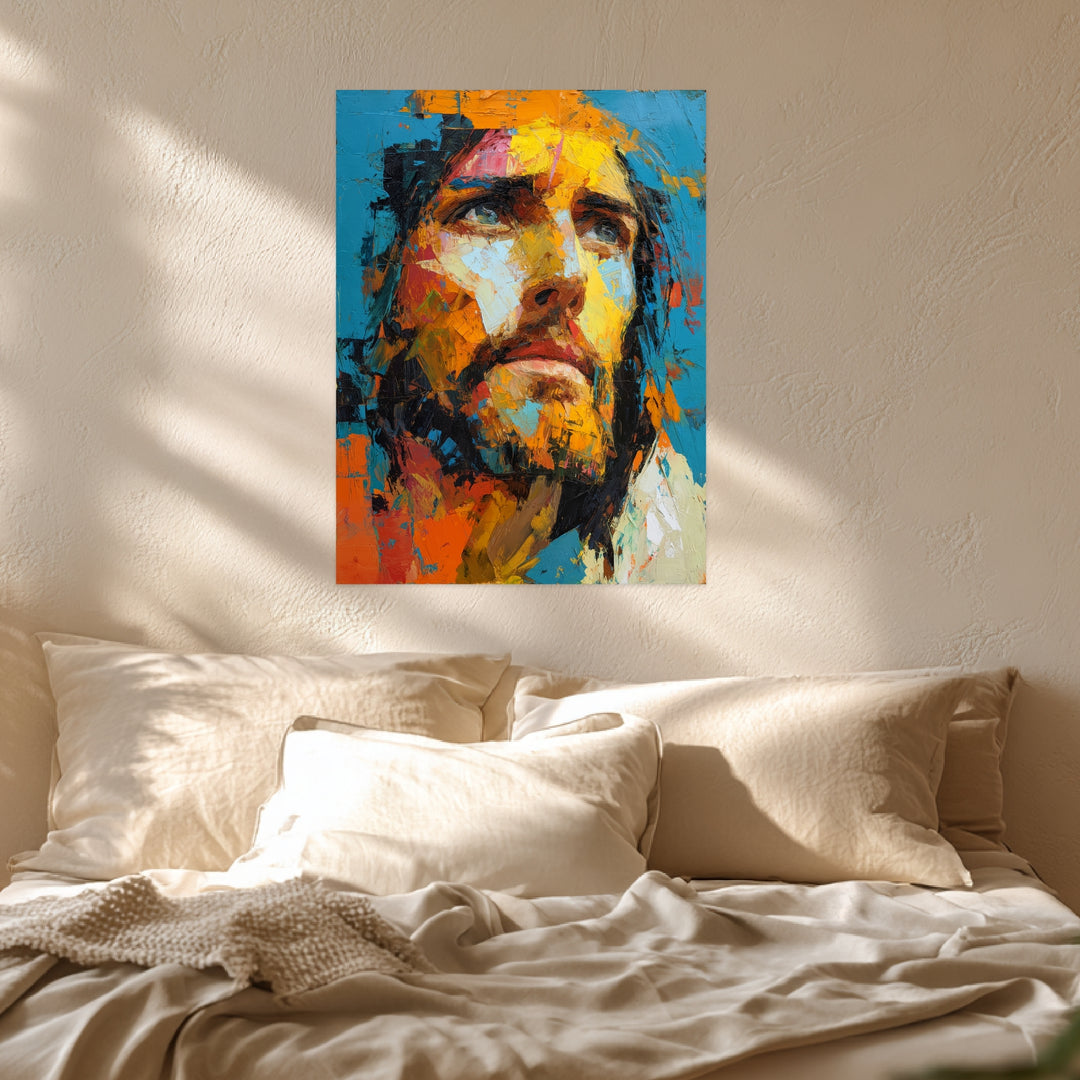Jesus in Farben Leinwandbild spirituell – Leinwand auf Holzrahmen – Ansicht 3