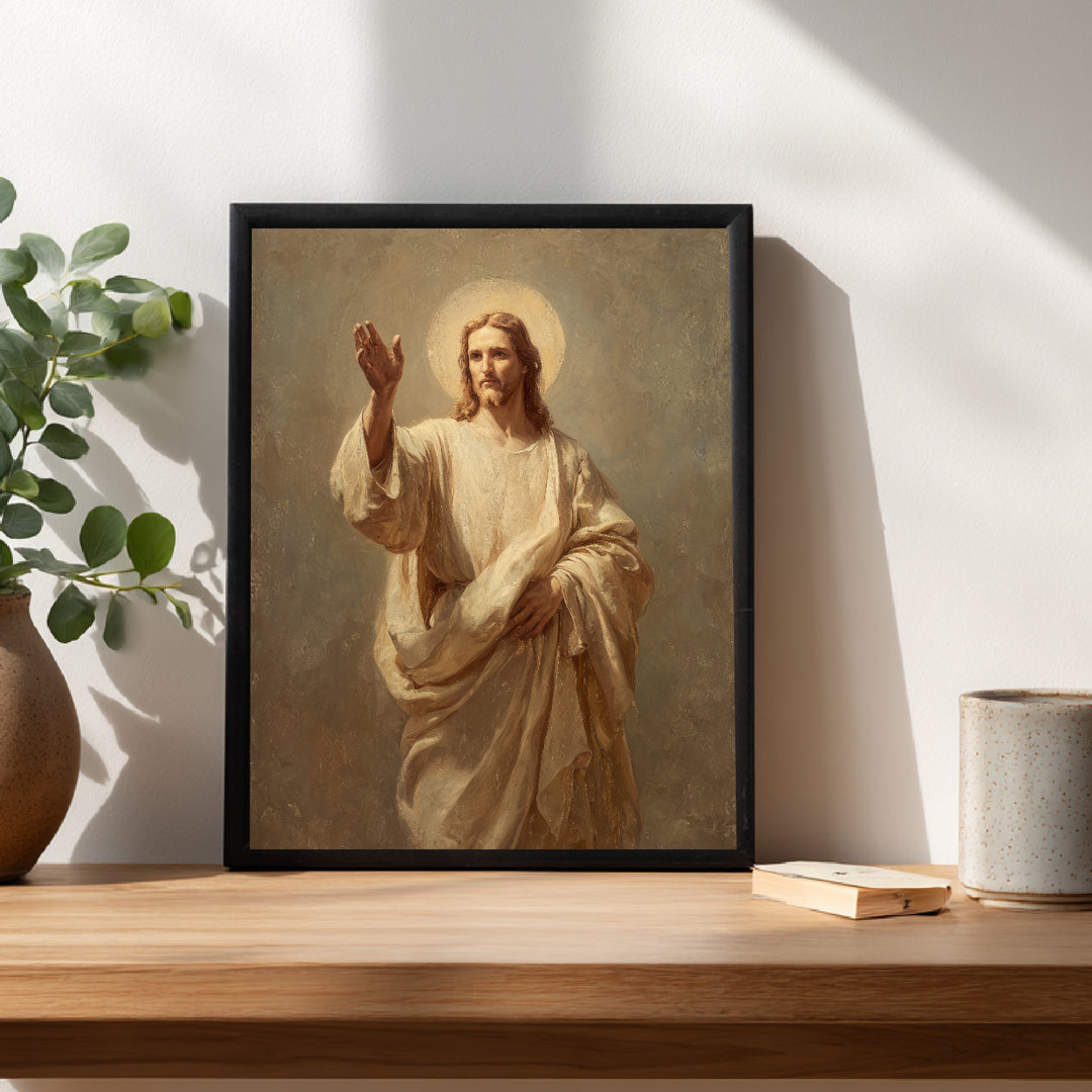 Jesus in Lichtgestalt Poster spirituell – mattes Kunstdruck-Papier – Ansicht 4