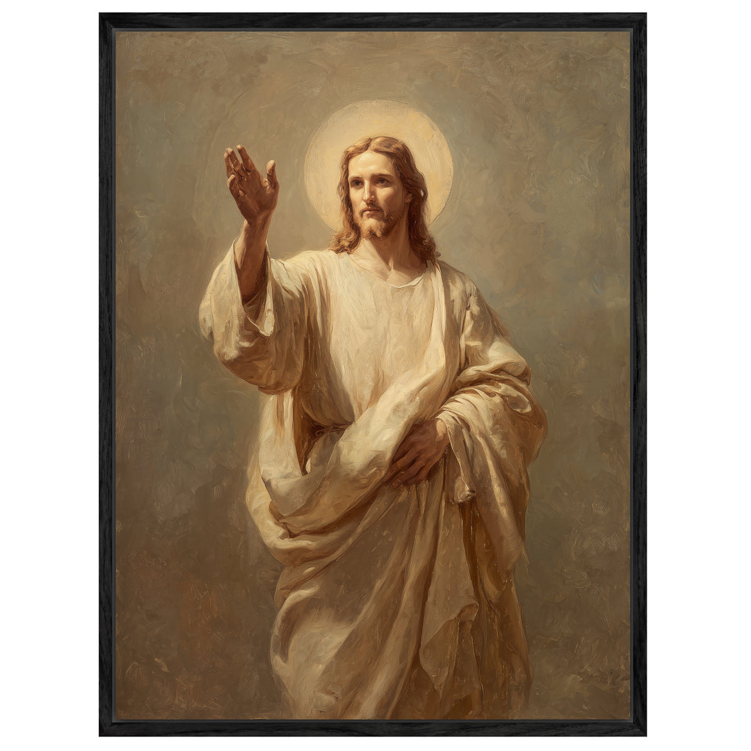 Jesus in Lichtgestalt Leinwandbild spirituell – Leinwand auf Holzrahmen – Ansicht 4