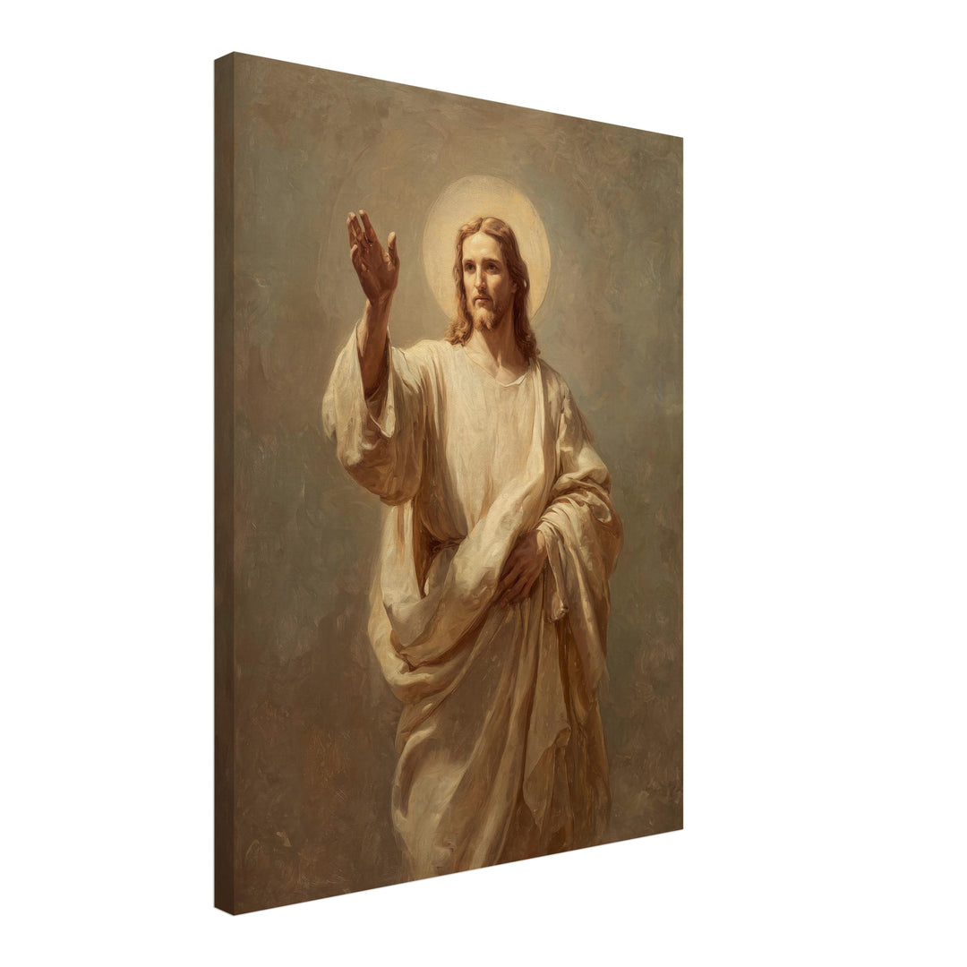Jesus in Lichtgestalt Leinwandbild spirituell – Leinwand auf Holzrahmen – Ansicht 2