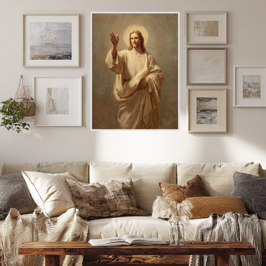 Jesus in Lichtgestalt Poster spirituell – mattes Kunstdruck-Papier – Ansicht 3