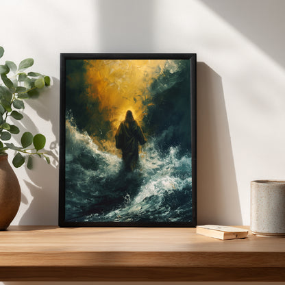 Jesus auf dem Wasser Poster