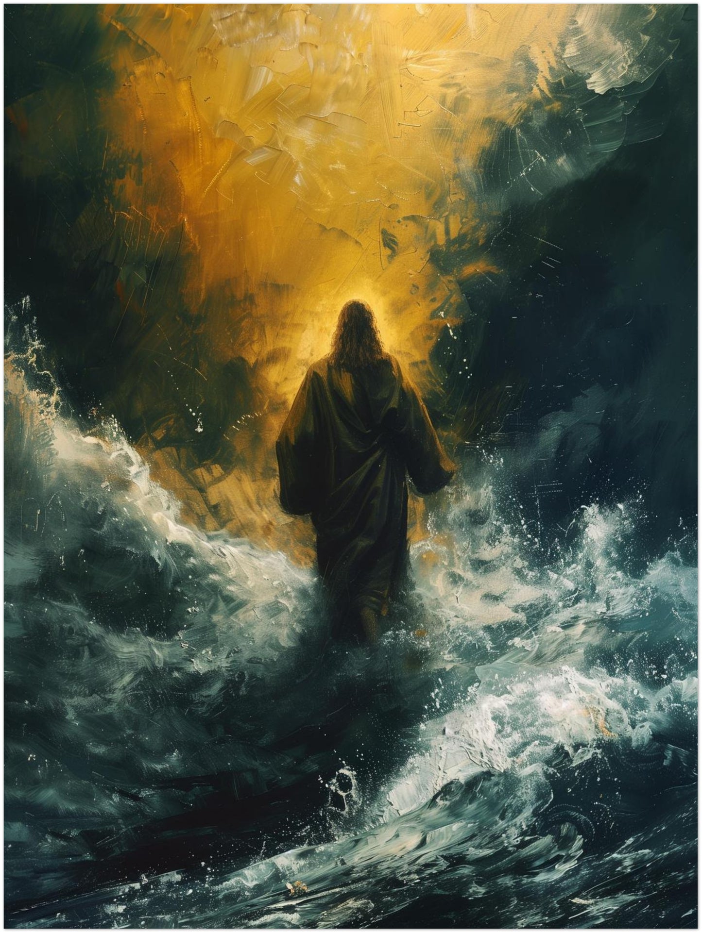 Jesus auf dem Wasser Poster