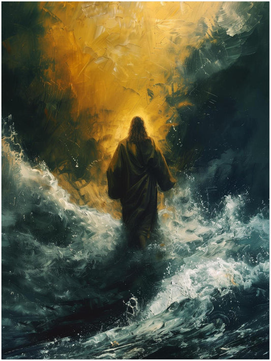 Jesus auf dem Wasser Poster