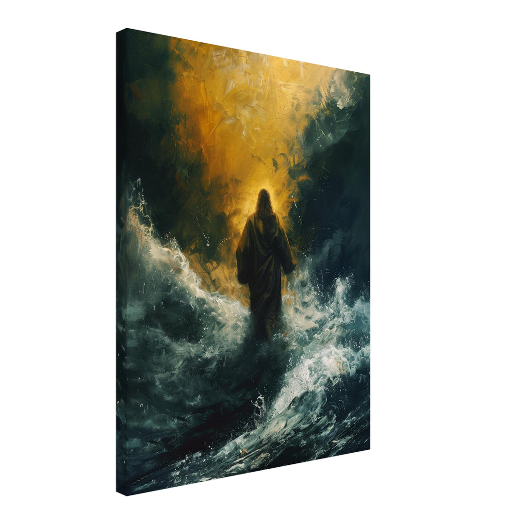 Jesus auf dem Wasser Leinwandbild spirituell – Leinwand auf Holzrahmen – Ansicht 2