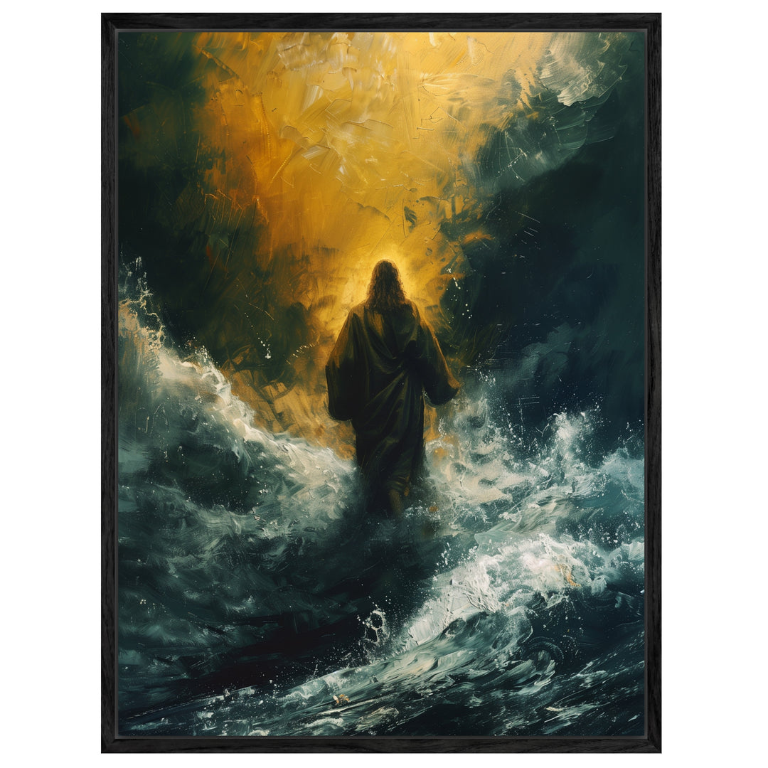 Jesus auf dem Wasser Leinwandbild spirituell – Leinwand auf Holzrahmen – Ansicht 4