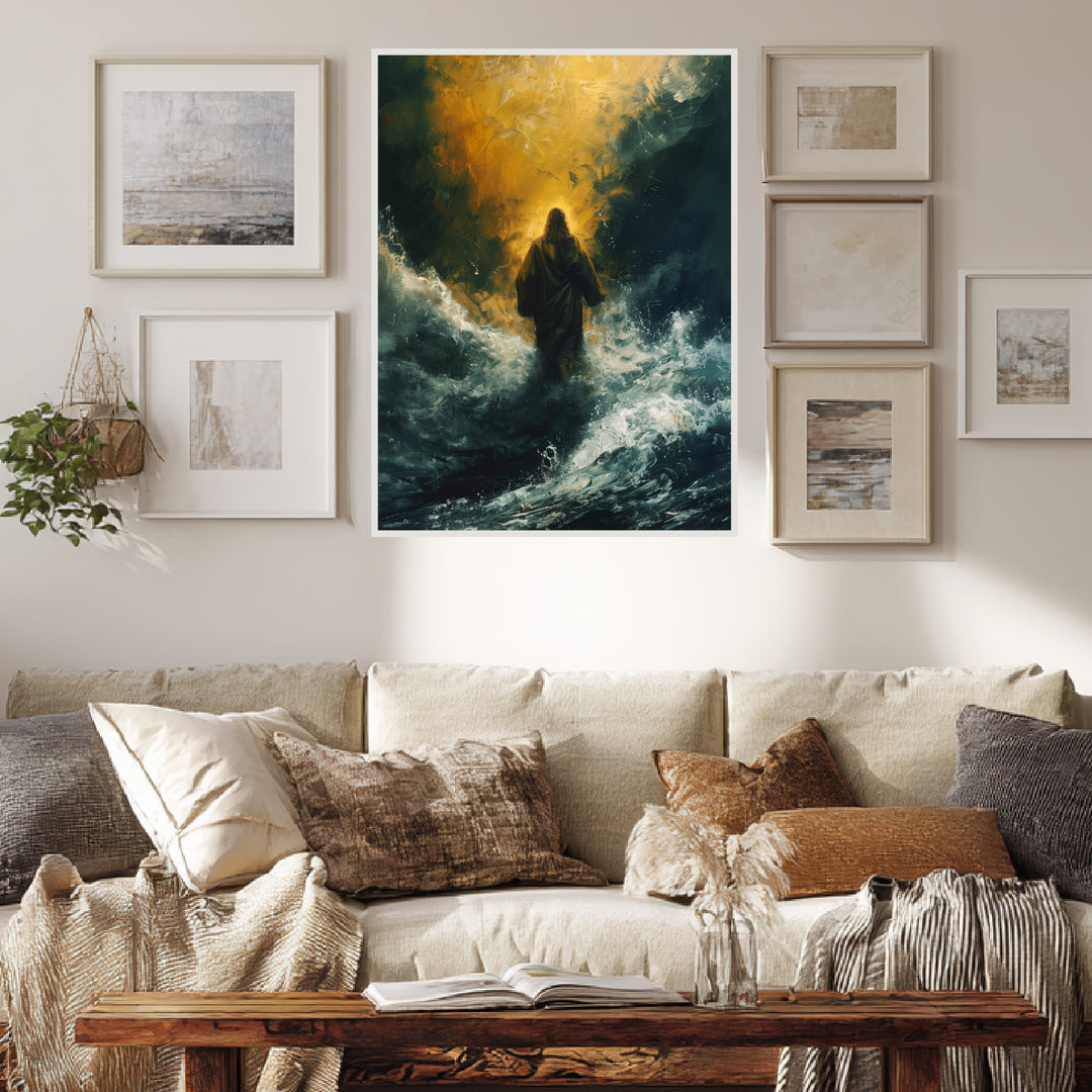 Jesus auf dem Wasser Poster spirituell – mattes Kunstdruck-Papier – Ansicht 2