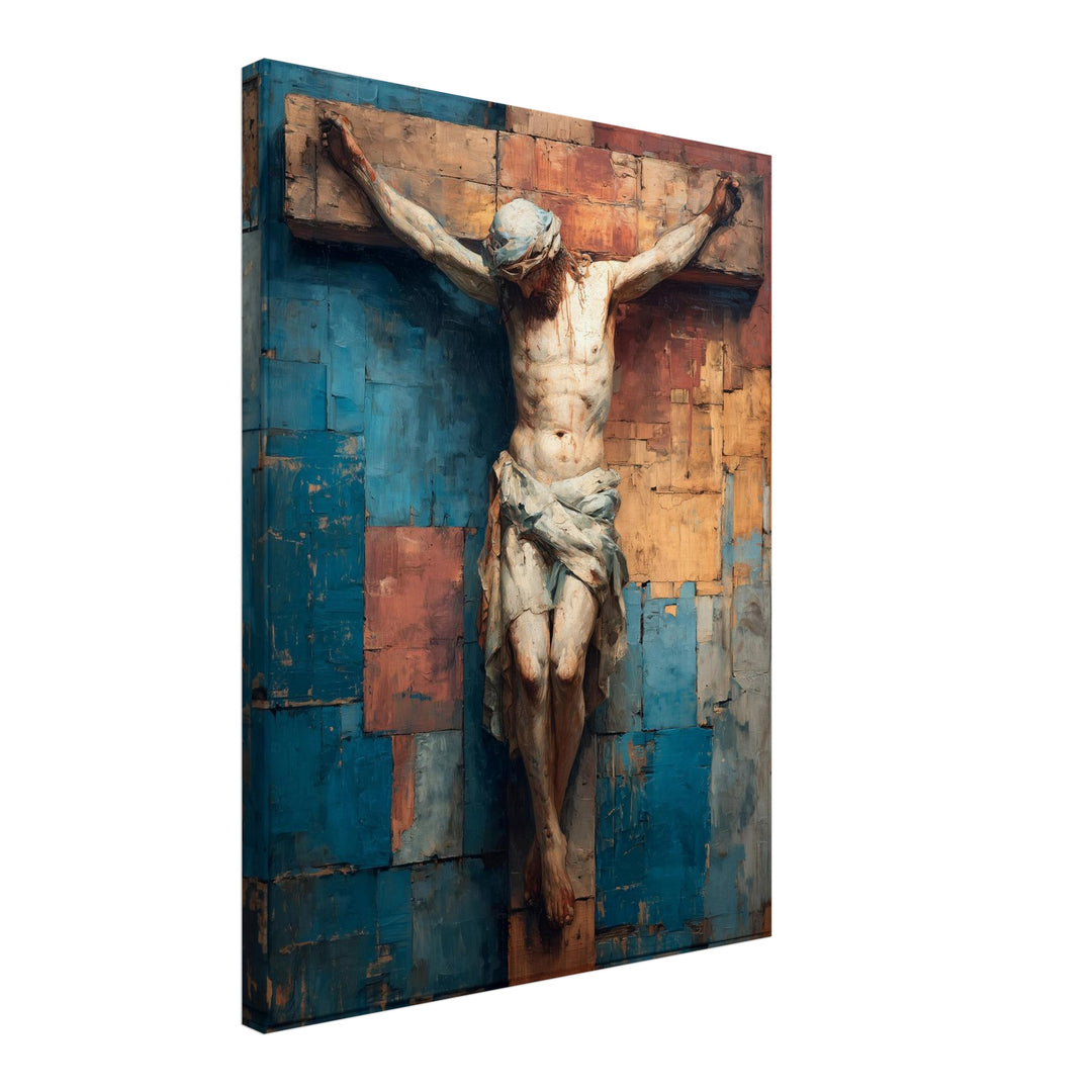 Kreuzigung Jesu Leinwandbild spirituell – Leinwand auf Holzrahmen – Ansicht 2
