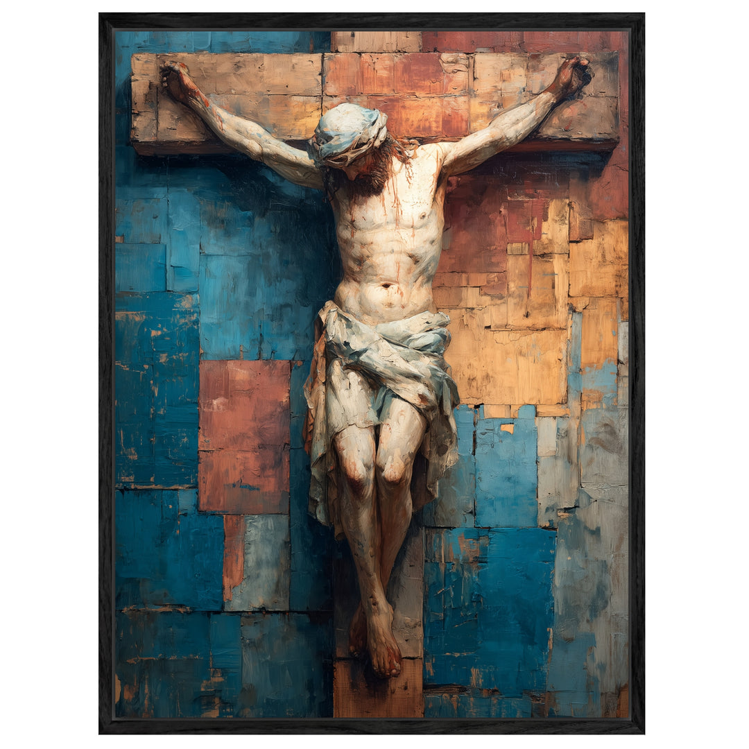 Kreuzigung Jesu Leinwandbild spirituell – Leinwand auf Holzrahmen – Ansicht 4
