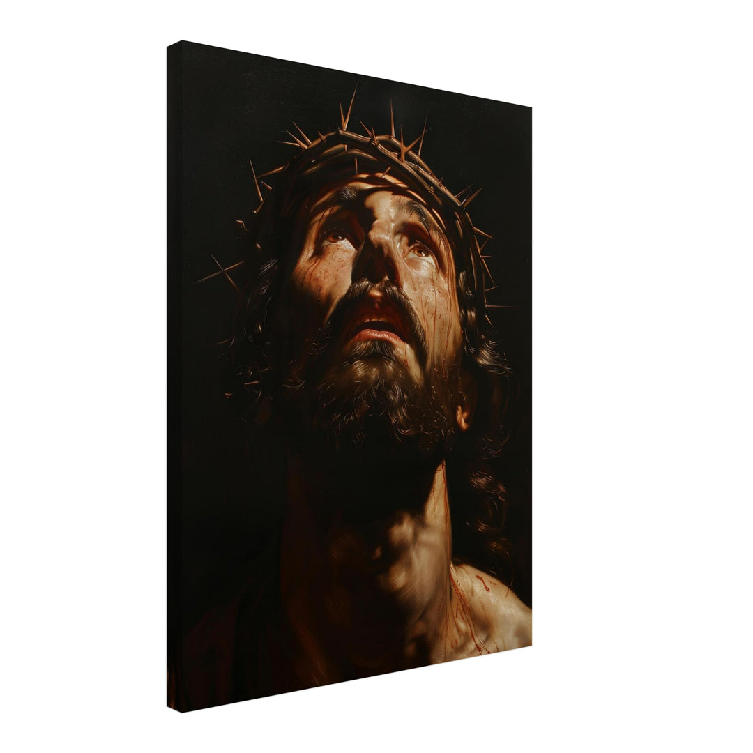 Leidender Jesus Leinwandbild spirituell – Leinwand auf Holzrahmen – Ansicht 2