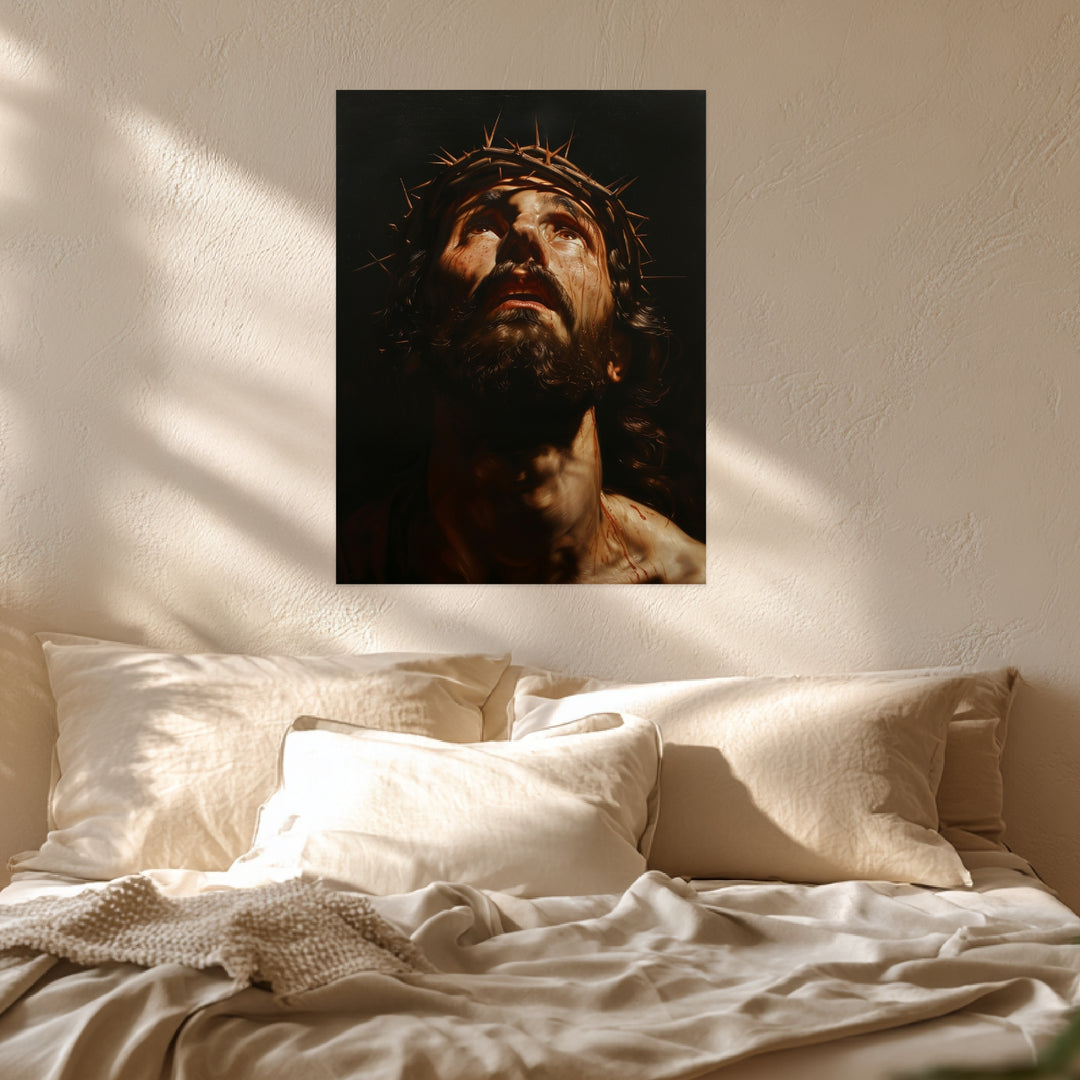 Leidender Jesus Leinwandbild spirituell – Leinwand auf Holzrahmen – Ansicht 3