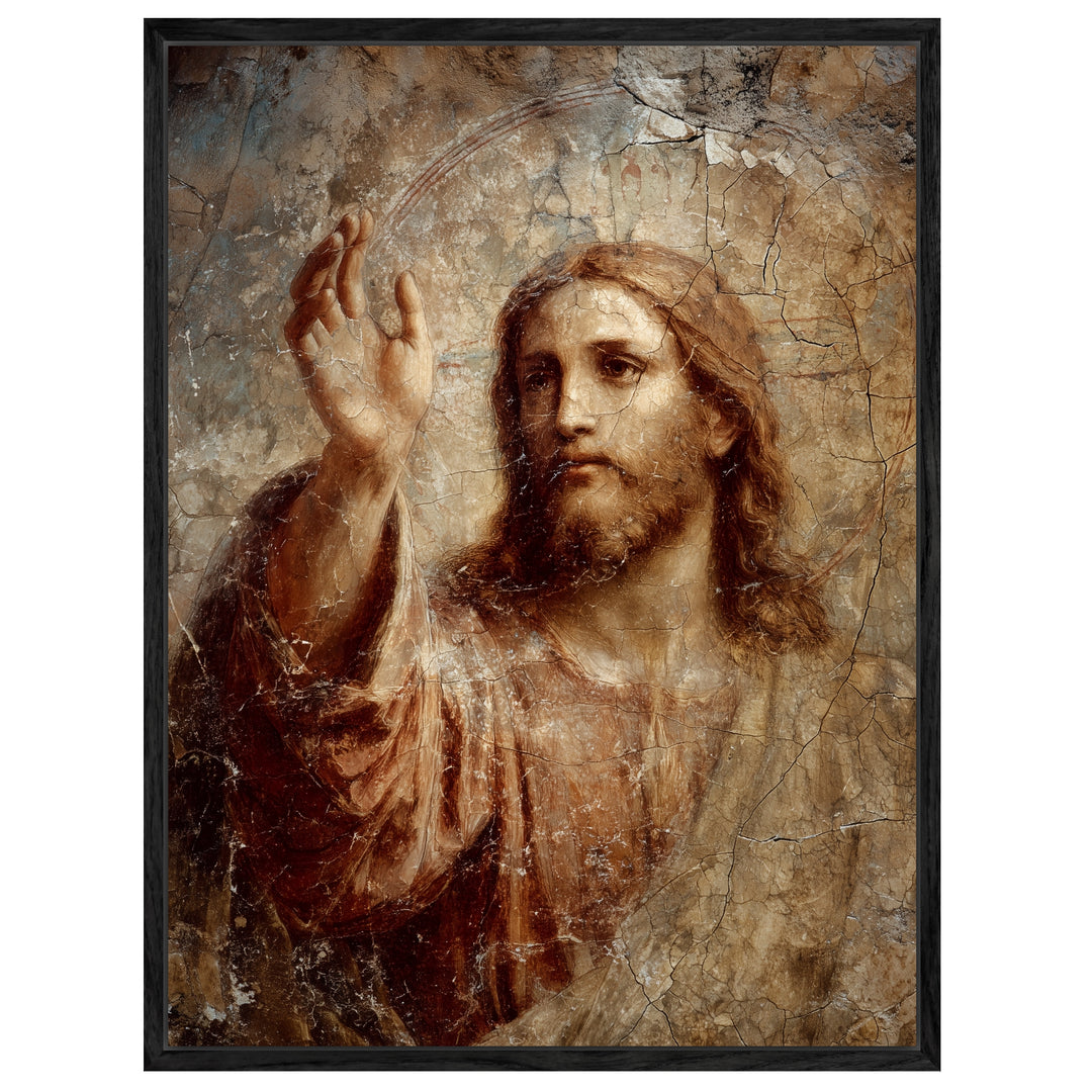 Segnender Jesus Leinwandbild spirituell – Leinwand auf Holzrahmen – Ansicht 4