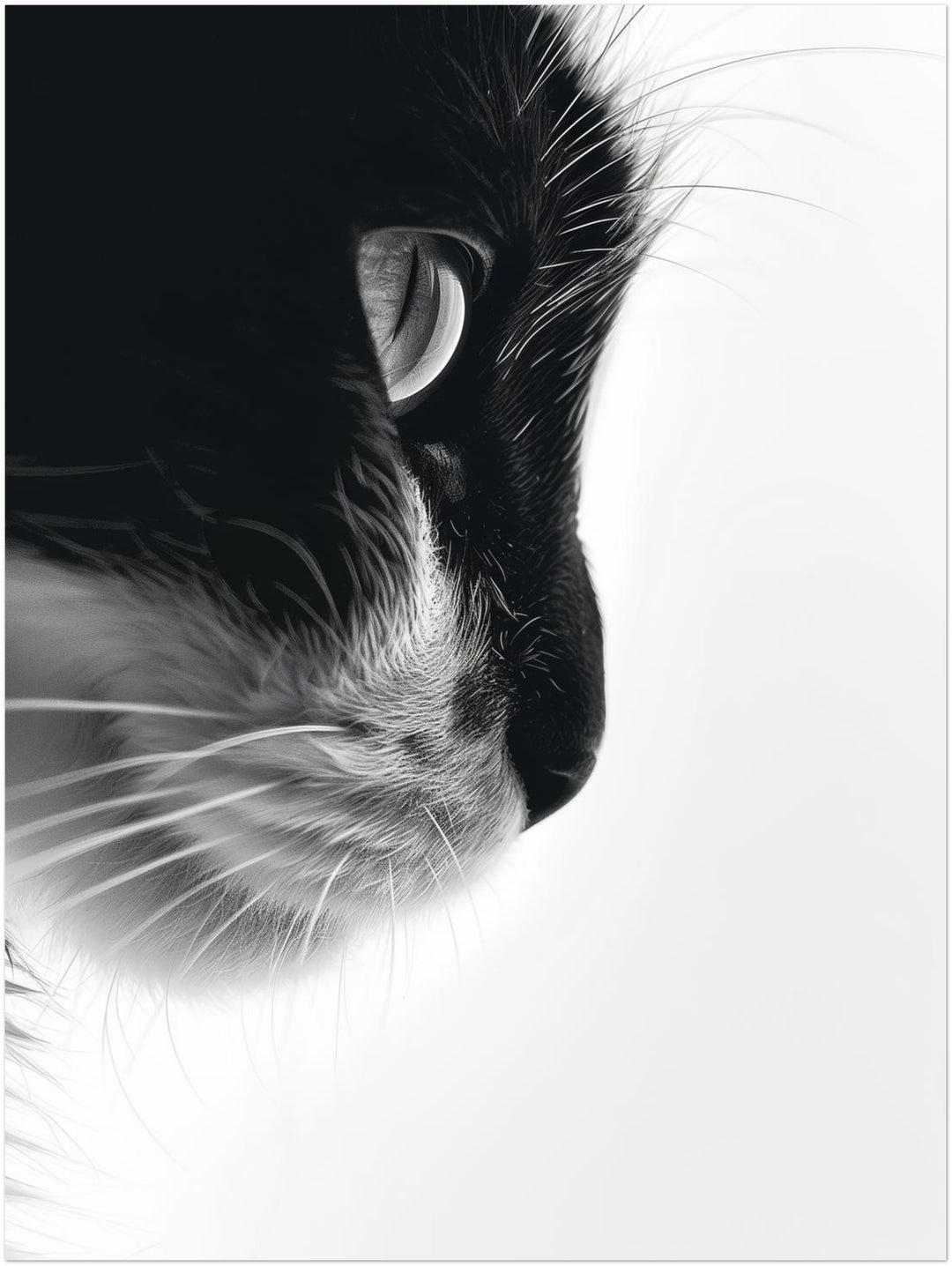 Katzenprofil Schwarz Weiss Leinwandbild – Ohne Rahmen – Produktfoto