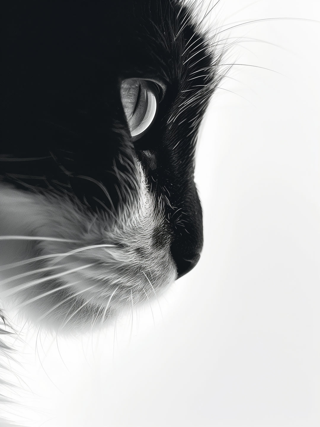 Katzenprofil Schwarz Weiss schwarz weiß – Wandkunst