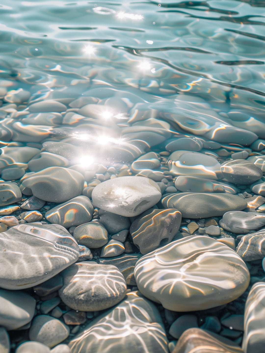 Kieselsteine im klaren Wasser Landschaft – Wandkunst