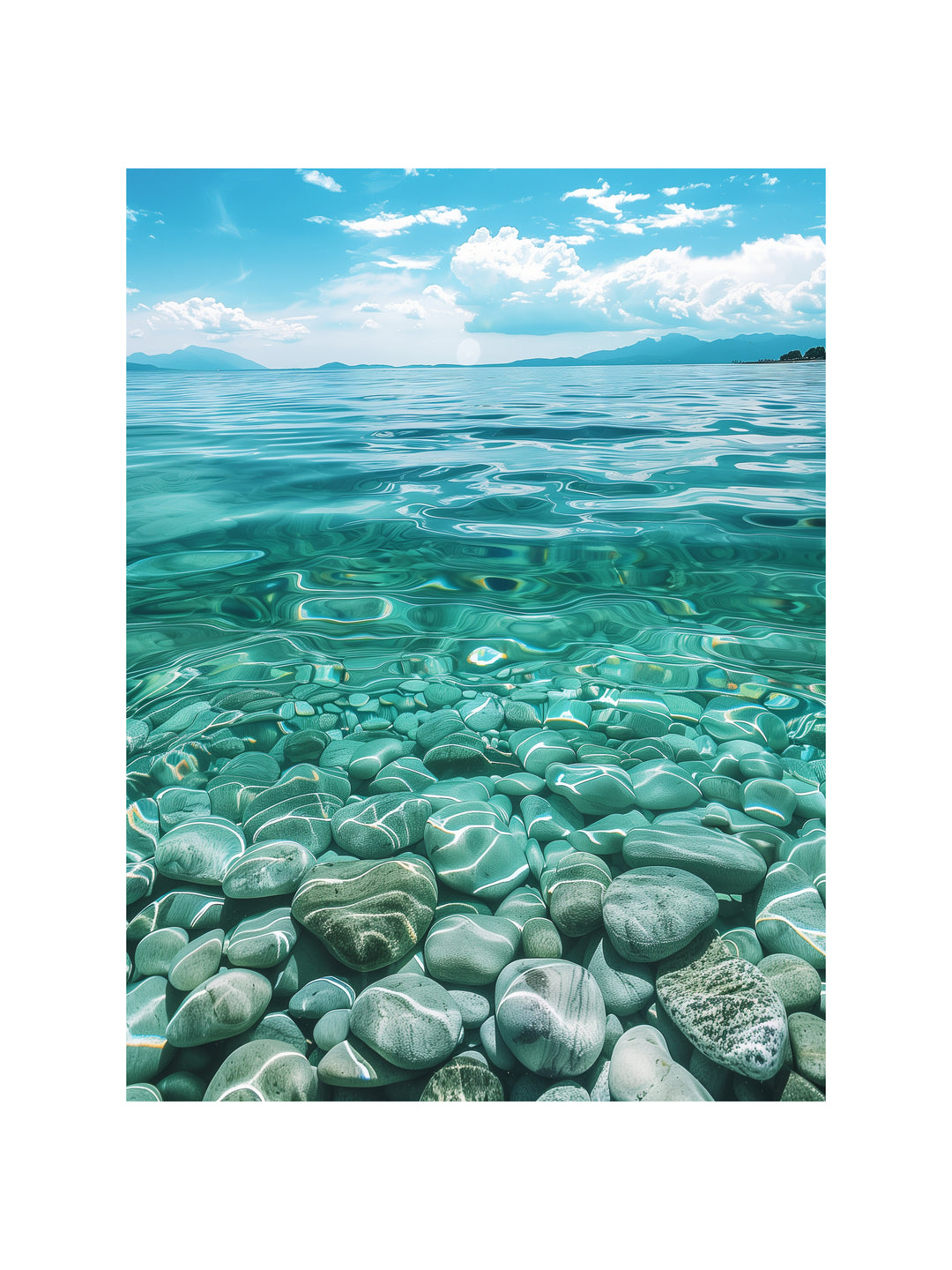 Kieselsteine im Meer Landschaft – Wandkunst