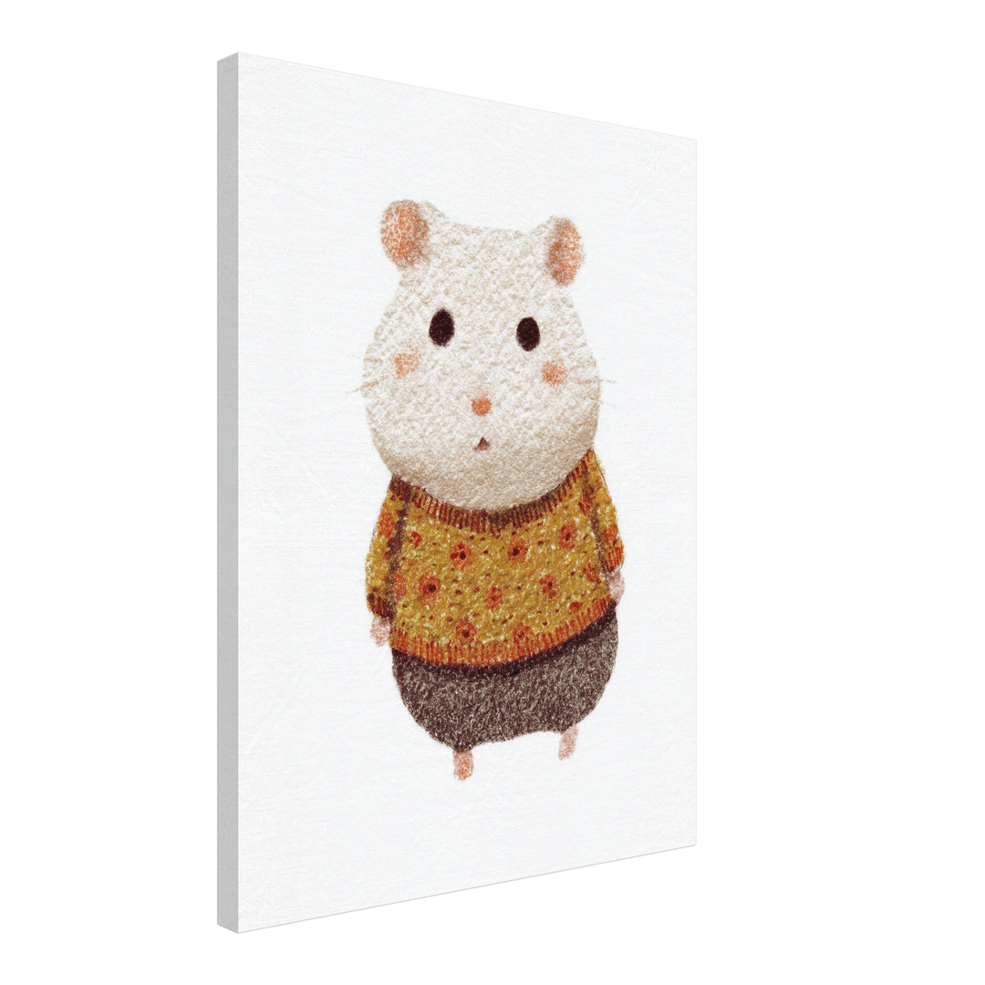 Babyhamster im Pullover Leinwand Kinderzimmer – Leinwand auf Holzrahmen – Ansicht 2