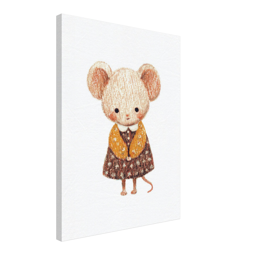 Babymaus im Kleid Leinwand Kinderzimmer – Leinwand auf Holzrahmen – Ansicht 2